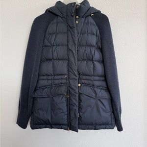 Woolrich Navy Hooded Hybrid Puffer Knit  Jacket